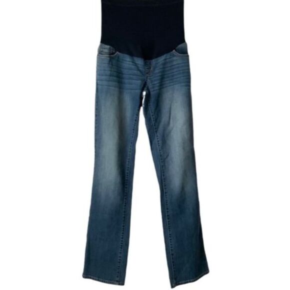 Liz Lange For Target Maternity Jeans Blue Full Panel Bootcut Mama Denim 4 - Picture 1 of 10